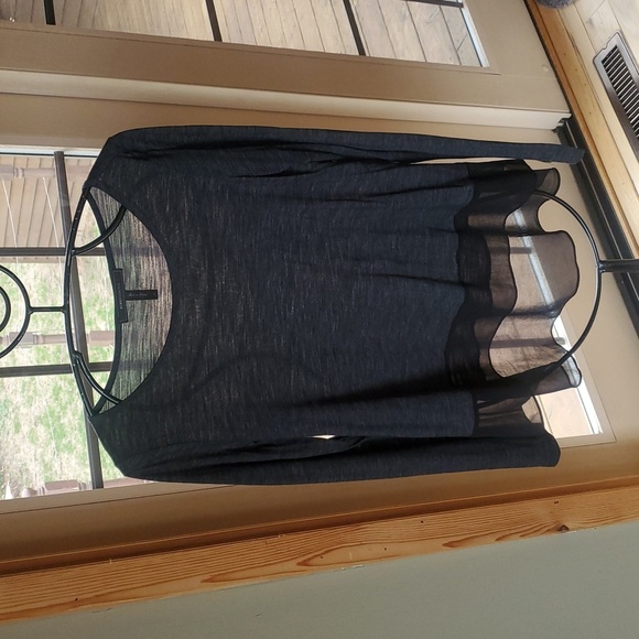 BCBGMaxazria Sheer Black Lane Contrasting Long Sleeve Sz. M Top Tunic - Picture 2 of 11